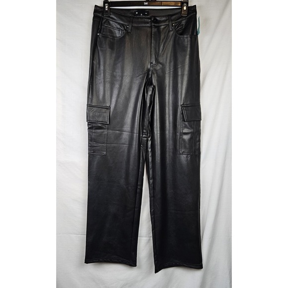 Maurices Pants - Edgely By Maurices Faux Leather Wide Leg Cargo Pants Sz 14 Goth Punk Glampunk D6